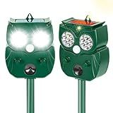 Solar Ultrasonic Animal Repellent Outdoor, 2Pack Waterproof Deer Repellent Devices with RIP Motion Sensor LED Flashing Lights, Cat, Raccoons, Skunks, Rabbits Deer Deterrent Outdoor