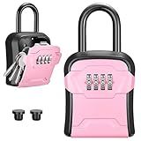 Puroma Lock Box, Key Lock Box Wall Mount & Portable Combination Lockbox with Resettable Code, Security Lockbox for Outside House Keys, Apartment Realtors Spare Keys Storage (1 Pack, Pink)