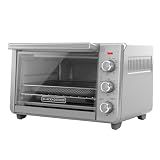 BLACK+DECKER Crisp 'N Bake Air Fryer Countertop Convection Toaster Oven, Large Capacity, 6-Slice, 5-in-1, Fits 12” Pizza, 60-Min Timer, Bake, Broil, Air Fry, Toast, Keep Warm, Stainless Steel