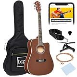 Best Choice Products 41in Beginner Acoustic Guitar Full Size All Wood Cutaway Guitar Starter Set w/Case, Strap, Capo, Strings, Picks - Dark Brown