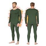 HEROBIKER Long Johns Thermal Underwear for Men Skiing Winter Warm Hunting Gear Base Layer Set Fleece Lined Top Bottom Green