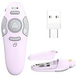 QUI Presentation Clicker Wireless Presenter Remote Clicker for PowerPoint Presentation Remote, PowerPoint Slide Advancer for Mac/Windows/Linux, Google Slide/PPT/Keynote, USB A&C, Purple