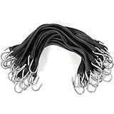 US Cargo Control 21 Inch Rubber Bungee Cords with S-Hooks (50 Pack), 32 Inch Stretch, Rubber Tarp Straps with Hooks for Flatbed Tarps, Trailers, Tarp Covers, Motorcycles, Cargo, Canopies, and More