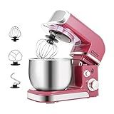 Kitchen in the box Stand Mixer,3.2Qt Small Electric Food Mixer,6 Speeds Portable Lightweight Kitchen Mixer for Daily Use with Egg Whisk,Dough Hook,Flat Beater (Purplish-red)