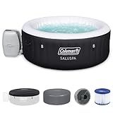 Coleman Miami AirJet Large Round 2 to 4 Person Inflatable Hot Tub Portable Outdoor Spa with 120 AirJets and EnergySense Cover, Black
