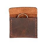 CestAntiQ Handmade Brown Leather Wedding Ring Case, Engagement Ring Pouch for Bride and Groom, Travel Jewelry Storage, Proposal RingHolder, and RingBearer, Small Jewelry Pouch