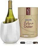 Gusto Nostro Marble Wine Chiller Bucket - 750ml Wine Bottle Cooler and Champagne Chiller for Party, Kitchen, Bar Cart Decor to Chill & Keep Bottles Cold with Unique Wine Lovers Gift Box (White)