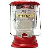 Coleman 70+ Hour Citronella Candle Outdoor Lantern, Classic Design with Easy Carry and Hang Handle, Extended Burn Time for Camping, Picnics, and Patio Ambiance, 6.7 oz, Red