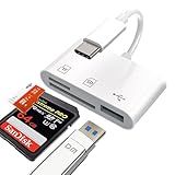 KikoSaka USB C SD Card Reader 3 in 1 Type C USB Camera Card Reader Adapter with SD Micro SD USB 3 Ports for iPhone 15 Pro Max, MacBook Pro/Air, Chromebook, Galaxy and More USB-C Device