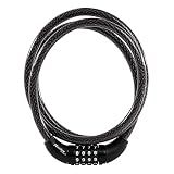 Master Lock Bike Cable Lock 5' x 1/2" Heavy Duty Anti-Theft Bike Lock Steel Cable with Black Weather Resistant Vinyl Coating for Bikes, Ebikes & Scooters, 5 Feet Long, 8370D