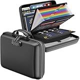 DocSafe Fireproof File Organizer with Lock, Hard-Shell Case Fireproof Document Box with 13 Pocket Accordion File Folder, Portable Home Office Travel Safe Storage for Important Documents Laptop Black