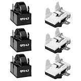 6-Pack QP-02-4.7 Ohm 3-Pin Universal Refrigerator Compressor Start Relay and Overload Protector Kit - Starter with 1/2 HP Overload Compatible with Mini Fridge, Beverage Cooler, Wine Chiller, Freezer
