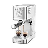 CHULUX Slim Espresso Machine with Milk Frother, 20 Bar Professional Italian Pump Espresso Coffee Machine for Home Cappuccino & Latte Maker, Stainless Steel, Silver