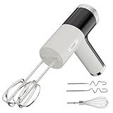 Camic Electric Hand Mixer with 9 Speeds, Powerful Motor, Cordless Hand Mixer with Whisk, Dough Hook and Mixing Rod for Whipping Eggs, Cream, Butter, Jam, Kneading Dough and Blending (White+Black)