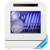 EUHOMY Countertop Dishwasher Portable, 8 Programs Mini Dishwasher with 5L Built-in Water Tank and Inlet hose, No Hookup Needed, Dishwasher with Self Clean/Baby Care/Air Dry, for Apartments, RVs, White