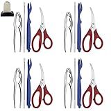 Seafood Tools Set includes 4 Crab Crackers 4 Seafood Fork 4 Lobster Crackers 4 Seafood Scissors -Nut Cracker and Storage Bag(17 Piece )