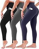3 Pack Leggings for Women High Waisted No See-Through Tummy Control Soft Yoga Pants Womens Workout Athletic Running Leggings
