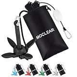 Moclear Kayak Anchor Kit, 1.5 lb Compact Folding Grapnel Anchor for Kayaks, Canoes, SUPs, Jet Skis, Small Boats - Lightweight Portable Marine Boat Anchor with Rust-Resistant Design (Black)