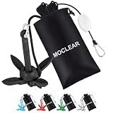 Moclear Kayak Anchor Kit, 1.5 lb Compact Folding Grapnel Anchor for Kayaks, Canoes, SUPs, Jet Skis, Small Boats - Lightweight Portable Marine Boat Anchor with Rust-Resistant Design (Black)
