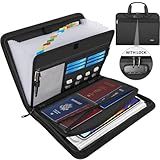 Andyer Fireproof Accordion File Organizer with Lock, Important Document Organizer Holder with Handle, 13 Pockets Expanding File Folder Binder, Portable Document Folder Storage for Business Travel