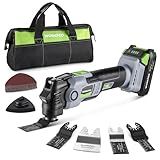 WORKPRO 20V Oscillating Tool Kit, Cordless and Brushless 19,000 RPM Orbiting Multi Tool with 6 Variable Speeds, 3.6°Oscillation Angle, 21pcs Saw Accessories, 1 Rechargeable Battery and Carrying Bag