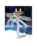 Solar Pool Fountain with 8-Color 6-Mode RGBIC LED Lights, Above/Inground Solar Lights with Remote, 360°Adjustable Dual Spray Waterfall Sprinkler Fountain for Relaxation & Cooling 10-20°F