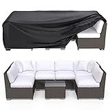 BROSYDA Patio Furniture Covers, Heavy Duty Outdoor Furniture Cover Waterproof, Sectional Sofa Set Covers Table and Chair Set Cover 108" L × 82" W × 28" H