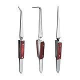 Soldering Tweezers Set – Cross Lock Fiber Grip Tools for Electronics, Jewelry & RV Water Pump Repair – 6.5" 45° & Straight + 6" 90° Angled Solder Tweezers – 3 Pc Bundle