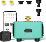 Smart Hose Watering Timer with Wi-Fi Hub, Automate Water & Sprinkler Schedules for Lawn, Garden, & Yard Care, Compatible with Alexa Green-Brass Inlet & Plastics Outlet (2-Outlet)