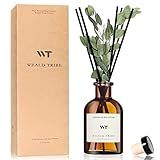 WEALD TRIBE Flower Reed Diffuser Set Eucalyptus & Lavender Scent For Bathroom Accessories Shelf Decor & Air Fresheners, Sticks Defusers With 4.0 fl oz Essential Oils, House Bedroom Office Decor & Gift