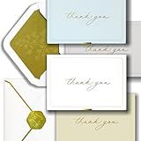 ukee's Gold Foil Thank You Cards Bulk with Envelopes, 32-Pack Embossed Blank Thank You Notes in 4 Colors w/Gold Seal Stickers - Minimalist Designs for Baby Shower, Wedding, Small Business, Graduation