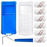 Mister Rui Paint Roller Kit, 9 Pack, 2 Inch Microfiber Paint Roller Covers, Small Paint Rollers with Tray and Roller Frame, Mini Rollers for Painting, Paint Supplies for House Painting