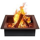 OutVue 42 inch Square Fire Pit Ring, Heavy Duty Firepit Ring, DIY Campfire Insert Above or In-Ground, for Outdoor, Camping, and Bonfires