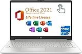 HP 15.6" Business and Student Laptop, Free Microsoft Office 2021 with Lifetime License, HD Touchscreen Display, Intel 6-Core i3-1215U 4.4 GHz, WiFi Windows 11 Pro, Silver (12GB RAM | 512GB SSD)