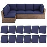 HEBE Stretch Patio Cushion Covers Set 12pcs,Waterproof Outdoor Couch Covers Replacement,Washable Reusable Seat Cushion Slipcovers for Patio Furniture Protector,Chair Cushion Cover