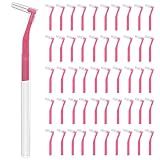 Fremouth 50 Count Angle Interdental Brushes with Extended Handle for Braces, Extra Tight(0.6mm), L- Shaped Interproximal Floss for Dental Plaque Removal Health