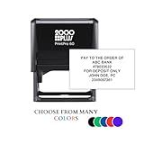 Custom Bank Endorsement Self-Inking Rubber Stamp - Your Text up to 6 Lines - 5 Color Choices