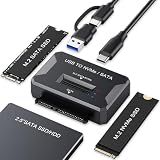 M.2 NVMe SATA SSD Enclosure Hard Drive Reader,10Gbps USB 3.2 Gen 2 USB to NVMe SATA Adapter SSD Reader For M.2 NVMe SATA M-Key B&M-Key and 2.5" SATA HDD/SSD, Support M.2 Size 2230 2242 2260 2280 22110