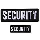 Security Embroidered Patches Hook and Loop, Durable Fabric Security Patch for Officer Guard Uniforms Vest, Jacket, Carrier, Hat, One Small and One Large Black
