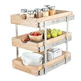 PulseFay Pull Out Cabinet Organizer with Soft-Close Dampers 13.5" W x 21.7" D - 3 Tier Heavy-Duty Slide Out Drawers for Base Cabinets, Adjustable Height, Rear Stabilizer, Kitchen Bathroom Organization
