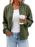 Tankaneo Womens Bomber Jacket Zip Up Casual Jackets Lightweight Trendy Outerwear Coat with Pockets