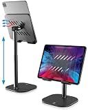 COOPER TabHolder, 7-10" Height Adjustable Tablet Stand, Premium iPad Stand for Desk, 270° Tilt iPad Holder for Desk, Tablet Holder, 15.6-17" Portable Monitor Support (Black)