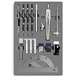 Mr. Pen- Professional Geometry Set, 17 pcs, Silver Geometry Kit for Artists, Metal Rulers and Compasses, Mechanical Pencil Set, Drafting Tools & Drafting kits