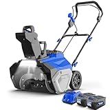 Wild Badger Power Snow Blower 40V ProLine 20" Cordless,26 FT Throw,16-Driveway,Brushless Single-Stage,2 * 4.0Ah Battery & Fast Charger,LED Lights,Lightweight for Driveways & Sidewalks