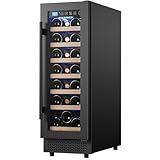 Vushine 12" Wine Cooler Refrigerator 21 Bottle Wine Fridge Built-in or Freestanding with Double-Layer Tempered Glass Door Compressor quick cooling, Low Noise