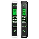 VIVOSUN Digital pH and TDS Meter Kits, 0.01pH High Accuracy Pen Type pH Meter ± 2% Readout Accuracy 3-in-1 TDS EC Temperature Meter for Hydroponics, Pool and Aquarium, Black White, UL Certified
