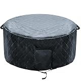 78" Dx28 H Round Insulated Inflatable Hot Tub Thermal Cover, Black
