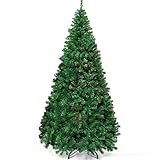 Goplus 7ft Artificial Christmas Tree Xmas Pine Tree with Solid Metal Legs Perfect for Indoor and Outdoor Holiday Decoration, Green