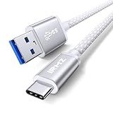 USB C Cable 2ft, Android Auto USB Cable 10Gbps High Speed Data Transfer, Short USB A to USBC Cord for Samsung Galaxy S25 S24 A16 A55, Android Auto, Portable SSD