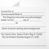 Personalized Slim Pre-Inked Acknowledgement for Notary, Notary Public Acknowlegment Stamp Pre-Inked, Press and Print Design